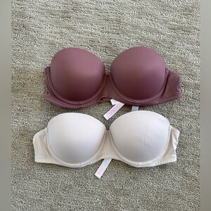 PINK strapless push-up bras 2 pair